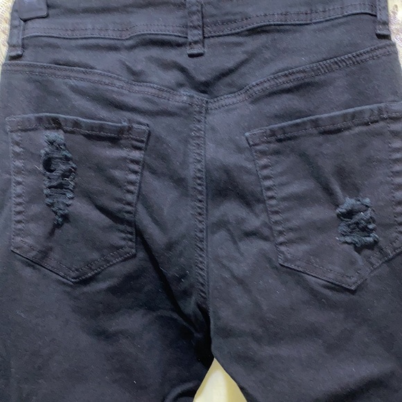 RED FOX BLAXK DISTRESSED JEANS SILVER GROMMETS LACE-UP CALFS, SZ 3 - Picture 8 of 14